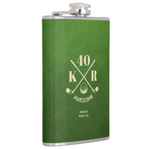 Modern 40th 50th 60th Birthday Golf Monogram Golf Hip Flask