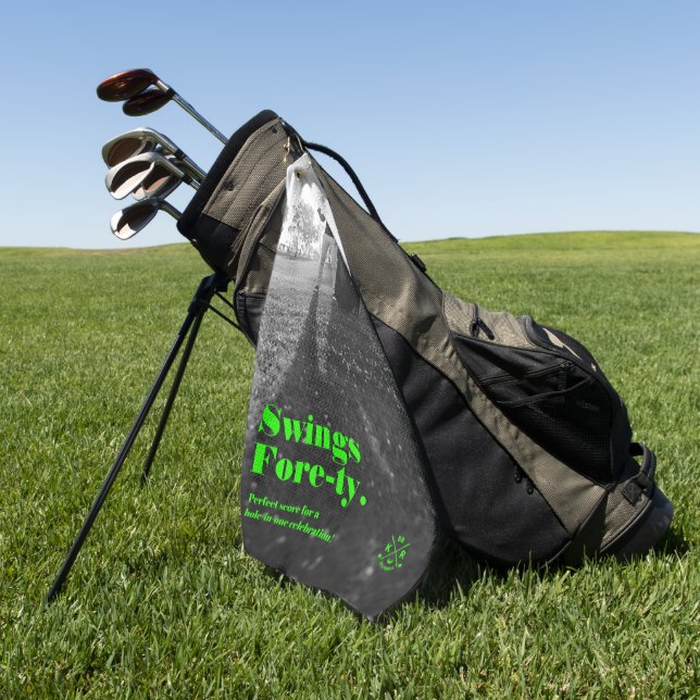 Modern 40th 50th Birthday Father's day Golf Dad Golf Towel (Green)