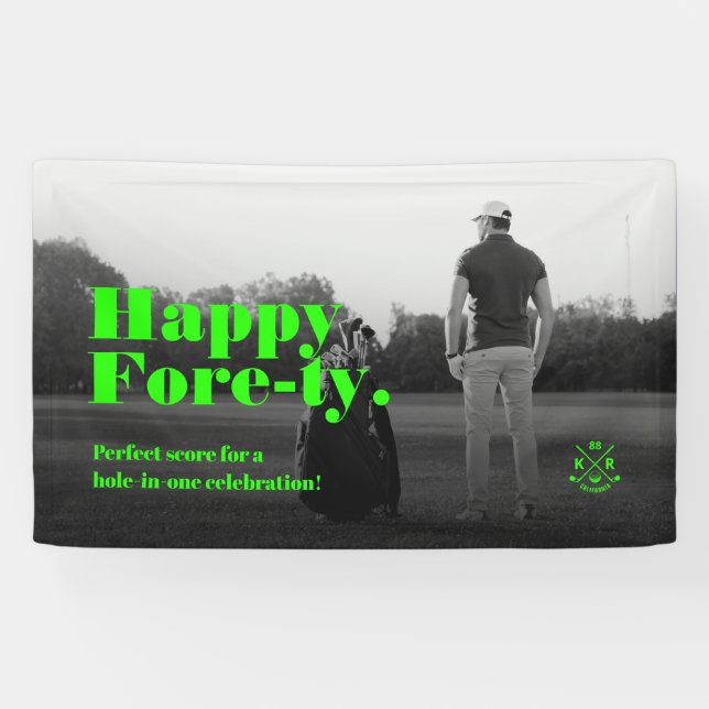 Modern 40th Birthday 50th Birthday Golf Banner (Horizontal)