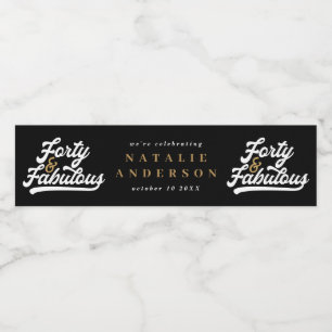 Modern 40th birthday black gold typography water b bottle label