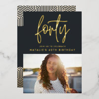 Modern 40th birthday foil stylish elegant script