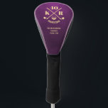 Modern 40th Birthday Golf 50th 60 Monogram Violet Golf Head Cover<br><div class="desc">Swing into a modern celebration with our customisable Modern 40th, 50th, or 60th Birthday Golf Head Cover Monogram on the leather dark violet background. Personalise the age number or year, monogram initials, and keep or replace the word "Awesome" to create a unique keepsake. Whether she's turning 40, 50, or 60,...</div>