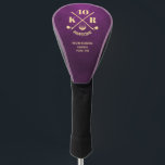 Modern 40th Birthday Golf 50th 60 Monogram Violet Golf Head Cover<br><div class="desc">Swing into a modern celebration with our customisable Modern 40th, 50th, or 60th Birthday Golf Head Cover Monogram on the leather dark violet background. Personalise the age number or year, monogram initials, and keep or replace the word "Awesome" to create a unique keepsake. Whether she's turning 40, 50, or 60,...</div>
