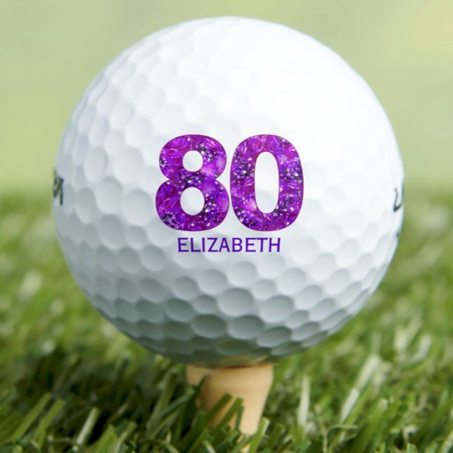 Modern 40th birthday golf balls 80 purple initials (Creator Uploaded)