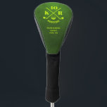 Modern 40th Birthday Golf Monogram 50th 60th Green Golf Head Cover<br><div class="desc">Swing into a modern celebration with our customisable Modern 40th, 50th, or 60th Birthday Golf Head Cover Monogram on the leather green background. Personalise the age number or year, monogram initials, and keep or replace the word "Awesome" to create a unique keepsake. Whether she's turning 40, 50, or 60, 70-99,...</div>