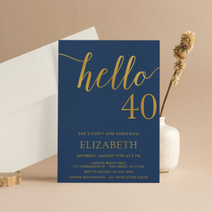 Modern 40th birthday HELLO 40 Adult Birthday Invitation