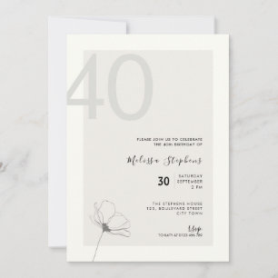 Modern 40th Birthday Invitation - Minimal Style