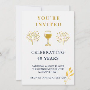Modern 40th Birthday Milestone Invitation Card