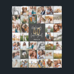 Modern 40th birthday multi photo script gift  fleece blanket<br><div class="desc">Modern minimal multi photo script 40th birthday fleece blanket gift. Ideal gift available for mums,  dads,  grand,  grandad of any family member. Stunning elegant script text. Black,  white and gold design.</div>