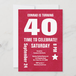 Modern 40th Birthday or Any Year Chevron Back Invitation