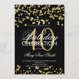 Modern 40th Birthday Party Gold Foil Confetti Invitation