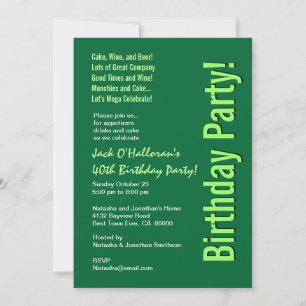 Modern 40th Birthday Party Green Template