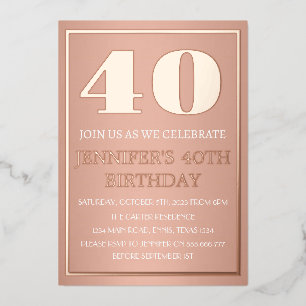 Modern 40th Birthday Rose Gold Foil QR Code Glam