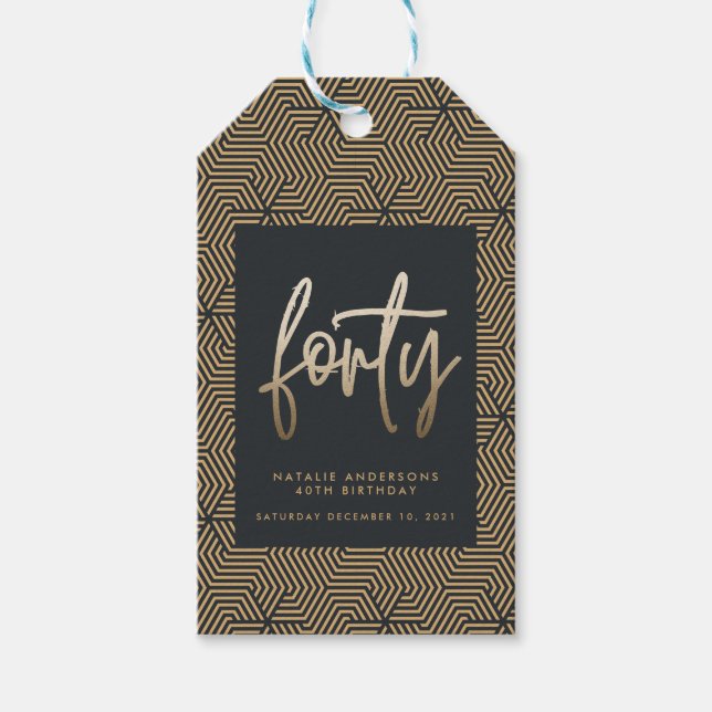 Modern 40th birthday simple stylish elegant  gift tags (Front)