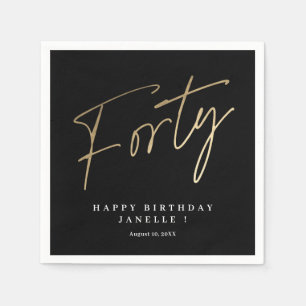 Modern 40th birthday simple stylish elegant napkin