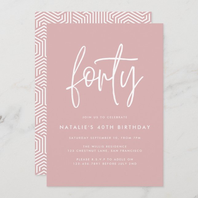 Modern 40th birthday simple stylish elegant script (Front/Back)