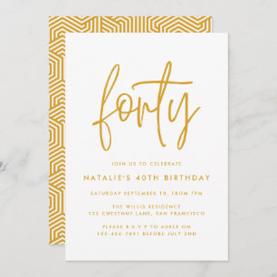 Modern 40th birthday simple stylish elegant script