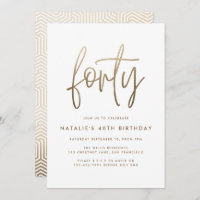 Modern 40th birthday simple stylish elegant script