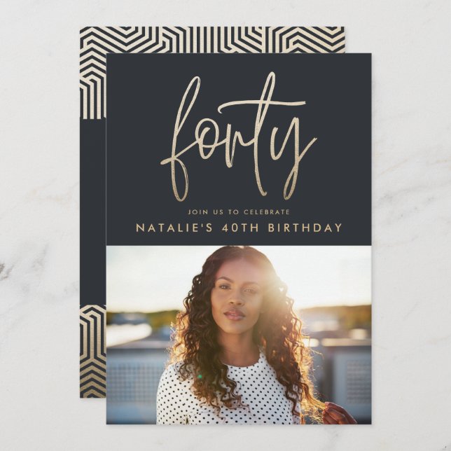 Modern 40th birthday simple stylish elegant script (Front/Back)