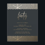 Modern 40th birthday simple stylish elegant script<br><div class="desc">Modern 40th birthday simple stylish elegant gold script & geometric 40th birthday invite. Modern geometric backer pattern. Part of a collection.</div>