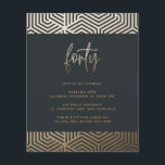Modern 40th birthday simple stylish elegant script<br><div class="desc">Modern 40th birthday simple stylish elegant gold script & geometric 40th birthday invite. Modern geometric backer pattern. Part of a collection.</div>