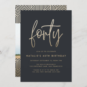 Modern 40th birthday simple stylish elegant script