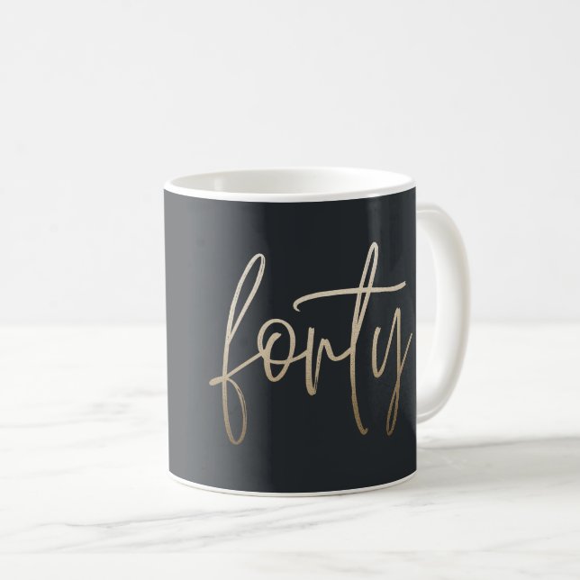 Modern 40th birthday simple stylish elegant script coffee mug (Front Right)