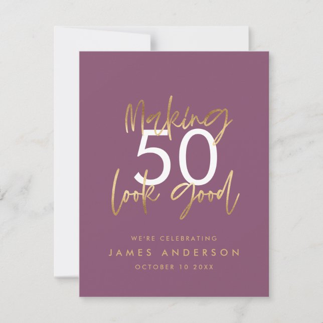 Modern 40th birthday simple stylish elegant script invitation (Front)