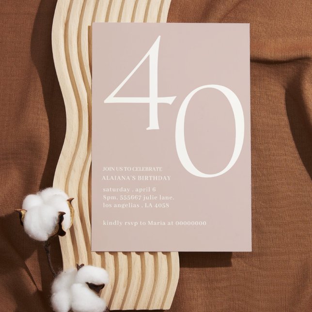 Modern 40th birthday simple stylish elegant script invitation (Creator Uploaded)