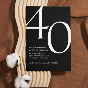Modern 40th birthday simple stylish elegant script invitation