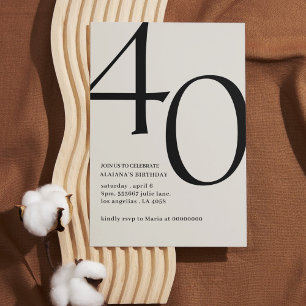 Modern 40th birthday simple stylish elegant script invitation