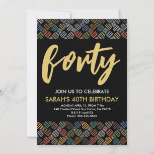 Modern 40th birthday simple stylish elegant script invitation