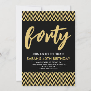 Modern 40th birthday simple stylish elegant script invitation