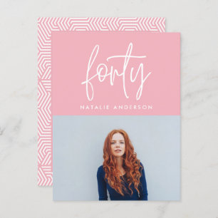 Modern 40th birthday simple stylish elegant script invitation postcard