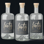 Modern 40th birthday simple stylish elegant script liquor bottle label<br><div class="desc">Modern 40th birthday simple stylish elegant black and gold 40th birthday bottle label.</div>