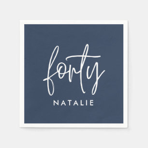 Modern 40th birthday simple stylish elegant script napkin