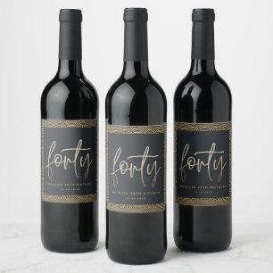 Modern 40th birthday simple stylish elegant script wine label