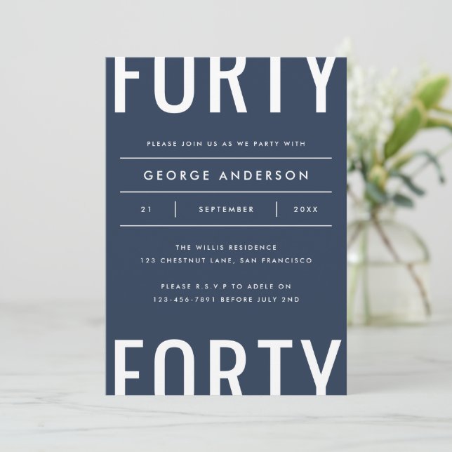 Modern 40th birthday simple stylish graphic (Standing Front)
