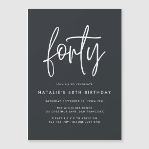 Modern 40th birthday simple stylish script