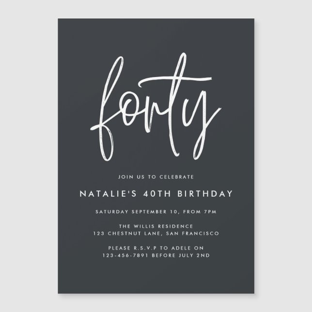 Modern 40th birthday simple stylish script (Front)