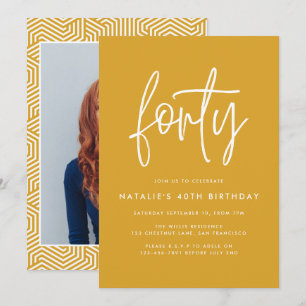 Modern 40th birthday simple stylish script photo
