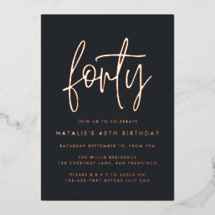 Modern 40th birthday stylish elegant script