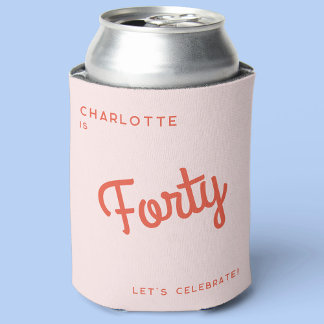 Modern 40th Forty Birthday Can Cooler