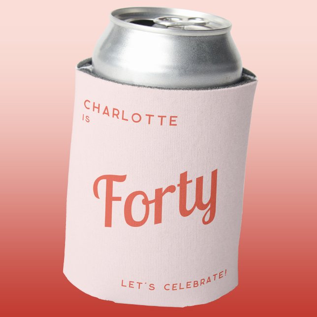 Modern 40th Forty Birthday Can Cooler (Personalized name 40 forty fortieth birthday celebration can coolers)