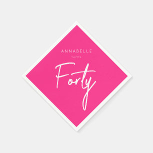 Modern 40th Forty Fortieth birthday pink Napkin