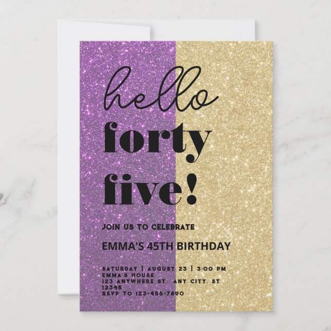 Modern 45th Birthday Invitation (Front)