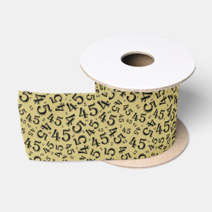 Modern 45th Birthday Number Pattern Gold/Black Satin Ribbon