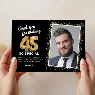 Modern 45th Birthday Photo Thank You Card