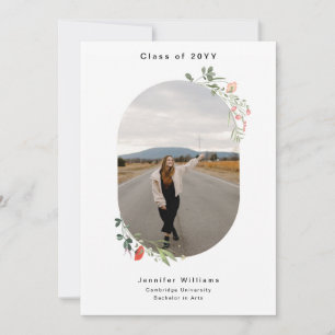 Modern 4 Custon Photo (1 +3) Wildflower Graduation Announcement