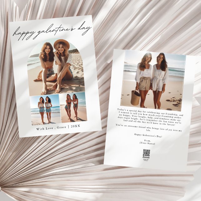 Modern | 4 Photo Collage BFF Galentine's Day  Holiday Card (Creator Uploaded)